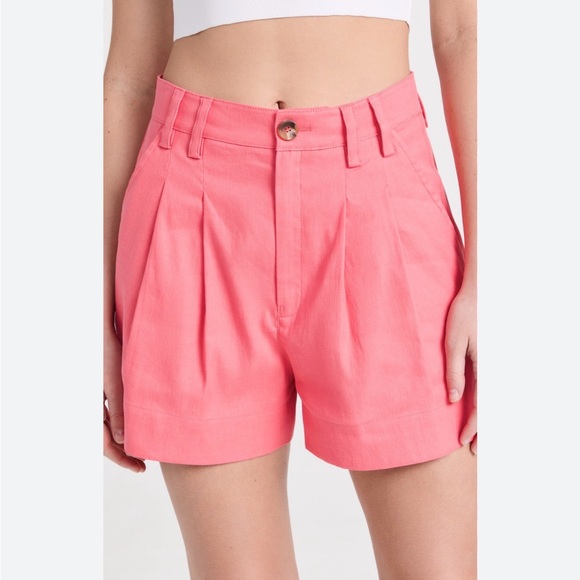 A.L.C. Mateo Shorts Pink Hue Linen Blend 8 High Rise Pleated Euro Summer Boho - Picture 2 of 7